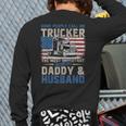 Semi Truck Driver Trucker Daddy Husband US American Flag Long Sleeve T-Shirt Back Print