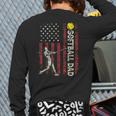 Softball Dad US Flag For Dad Men Patriotic Fathers Day Long Sleeve T-Shirt Back Print