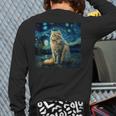 Van Gogh Starry Night Cat For Cat Lover Cat Mom And Cat Dad Long Sleeve T-Shirt Back Print