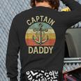 Vintage Captain Daddy Boat Pontoon Dad Fishing Sailor Anchor Long Sleeve T-Shirt Back Print