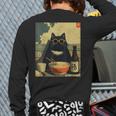 Vintage Japanese Cat Ramen Cat Dad Retro Graphic Women Long Sleeve T-Shirt Back Print