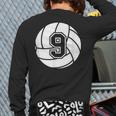Volleyball Player 9 Volleyball Mom Dad Jersey Number 9 Long Sleeve T-Shirt Back Print