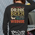 Weiner Dachshund Dad Drink Beer Hang With Dog Vintage Long Sleeve T-Shirt Back Print