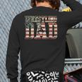 Wrestling Dad American Flag Matching For Dads Of Wrestlers Long Sleeve T-Shirt Back Print