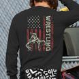 Wrestling US Flag Dad Wrestler Patriotic 4th Of July Long Sleeve T-Shirt Back Print