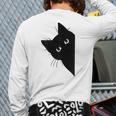 Curious Cat Peeking Sneaky Cat Cat Mom Cat Dad Long Sleeve T-Shirt Back Print Curious Cat Peeking Sneaky Cat Cat Mom Cat Dad Long Sleeve T-Shirt Back Print