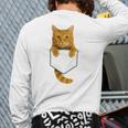 Cute Tabby Cat Pocket Cat Mom Cat Dad Cat Lover Long Sleeve T-Shirt Back Print
