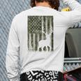 US Flag Deer Elk Buck Camoflage Hunting Hunter Dad Grandpa Long Sleeve T-Shirt Back Print