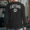 Cat Dad Vintage Distressed Cat Paw Long Sleeve T-Shirt Back Print