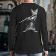 Cat Playing Flute For Cat Lover Cat Mom Cat Dad Long Sleeve T-Shirt Back Print