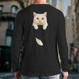 Cute Cat Pocket Cat Mom Cat Dad Cat Lover Long Sleeve T-Shirt Back Print