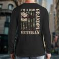 Grandpa Veteran Fathers Day Dad Veteran Camo American Flag Long Sleeve T-Shirt Back Print