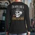 I'm Aging Like a Fine Cigar Skull Dad Retro Adult Long Sleeve T-Shirt Back Print