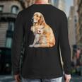 I Love Dad Patriotic Golden Retriever Canine Dog Lover Long Sleeve T-Shirt Back Print