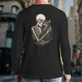 Skeleton Hugging Cat Halloween Cat Lover Cat Mom Dad Long Sleeve T-Shirt Back Print
