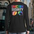 Unicorn Security Birthday Family Halloween Costume Mom Dad Long Sleeve T-Shirt Back Print