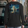 Van Gogh Starry Night Cat For Cat Lover Cat Mom And Cat Dad Long Sleeve T-Shirt Back Print