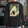 Vintage Japanese Cat Alien Cat Dad UFO Abduction Graphic Tee Long Sleeve T-Shirt Back Print