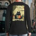 Vintage Japanese Cat Book Lovers Librarian Cat Dad Teacher Long Sleeve T-Shirt Back Print