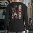 Wrestling US Flag Dad Wrestler Patriotic 4th Of July Long Sleeve T-Shirt Back Print