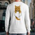 Cute Tabby Cat Pocket Cat Mom Cat Dad Cat Lover Long Sleeve T-Shirt Back Print