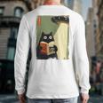 Vintage Japanese Cat Book Lovers UFO Alien Abduction Cat Dad Long Sleeve T-Shirt Back Print