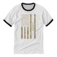 1964 Year Nostalgia Desert Camo Distressed American Flag Unisex Cotton Ringer T-Shirt