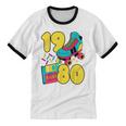 1980 Retro Raised In The 80s Old School Nostalgia Vibes Unisex Cotton Ringer T-Shirt
