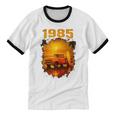 1985 Vintage Sunset Surf Truck Retro Beach Nostalgia Unisex Cotton Ringer T-Shirt