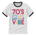 70s Retro Style Roller Skate Cassette Music Nostalgia Unisex Cotton Ringer T-Shirt