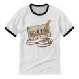 80s 90s Retro Party Costume Nostalgia Cassette Tape Pencil Unisex Cotton Ringer T-Shirt
