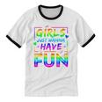 80's Girls Just Wanna Have Fun Nostalgia 1980s Style Premium Tri-Blend Unisex Cotton Ringer T-Shirt