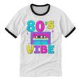 80's Vibe Retro Style Cassette Tape Nostalgia 1980s Party Unisex Cotton Ringer T-Shirt