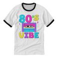 80's Vibe Retro Style Cassette Tape Nostalgia 1980s Party Unisex Cotton Ringer T-Shirt