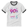 90's Party 90s Nostalgia Retro Rave Dance Music Unisex Cotton Ringer T-Shirt