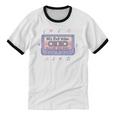 90s RNB Vibes Cassette – Retro Music Nostalgia RNB Cassette Premium Tri-Blend Unisex Cotton Ringer T-Shirt