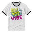 90's Vibe Retro Style Cassette Tape Nostalgia 1990s Party Unisex Cotton Ringer T-Shirt