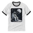 Aesthetic Spaceman Astronaut On The Moon Space Introvert Unisex Cotton Ringer T-Shirt