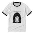 Anime Antisocial Introvert I Hate People Anti Social EMD Unisex Cotton Ringer T-Shirt