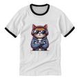Anti Social Anxiety Mindfulness No Small Talk Introvert Cat Men Women Unisex Cotton Ringer T-Shirt