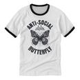 Anti-Social Butterfly Awkward Introvert Homebody Humor Unisex Cotton Ringer T-Shirt Anti-Social Butterfly Awkward Introvert Homebody Humor Unisex Cotton Ringer T-Shirt