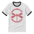 Antisocial Dragonfly Introvert Humor Nature Insect Graphic Unisex Cotton Ringer T-Shirt