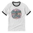 Anxious But Cute Introvert Floral Social Anxiety Unisex Cotton Ringer T-Shirt