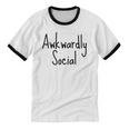 Awkwardly Social Introvert Anxious Socially Awkward Unisex Cotton Ringer T-Shirt