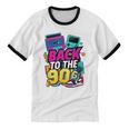 Back To The 90s Nostalgia Cassette Game Console Boombox Unisex Cotton Ringer T-Shirt