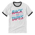 Back To Tapes Retro Cassette Mixtape 80s Nostalgia Unisex Cotton Ringer T-Shirt