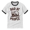 Bad At People Ferret Introvert Saying Slogan Unisex Cotton Ringer T-Shirt Bad At People Ferret Introvert Saying Slogan Unisex Cotton Ringer T-Shirt