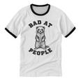 Bad At People Ferret Introvert Saying Slogan Unisex Cotton Ringer T-Shirt Bad At People Ferret Introvert Saying Slogan Unisex Cotton Ringer T-Shirt