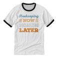Beekeeping Now Minimal Socializing Introvert Vintage Unisex Cotton Ringer T-Shirt