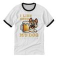 I Like Beer My Dog And Maybe 2 People Introvert Pun Unisex Cotton Ringer T-Shirt